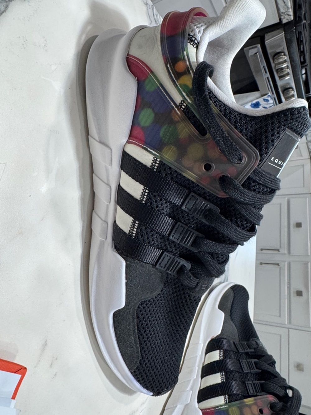Adidas EQT Support ADV Mens 10.5 Black Multicolor Polka Dot Mesh Sneakers